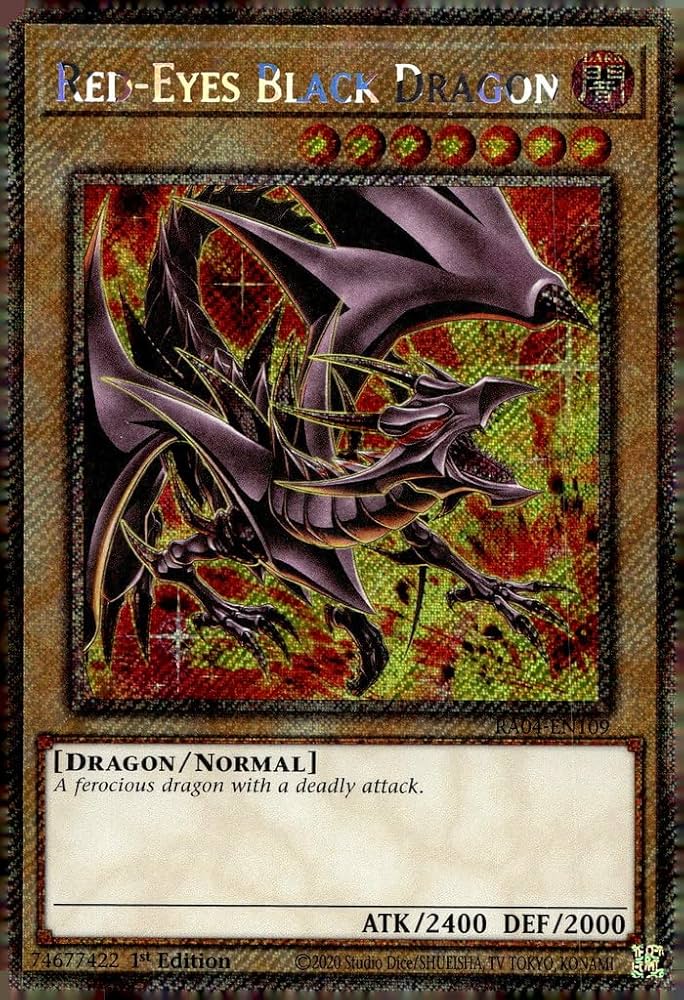 Amazon.com: Red-Eyes Black Dragon (8th Art) (Platinum Secret Rare